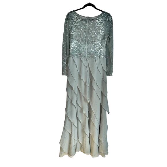 XSCAPE Women's Boat-Neck Long-Sleeve Sequin Dress Sage Green Size 6 NWT - Picture 6 of 9